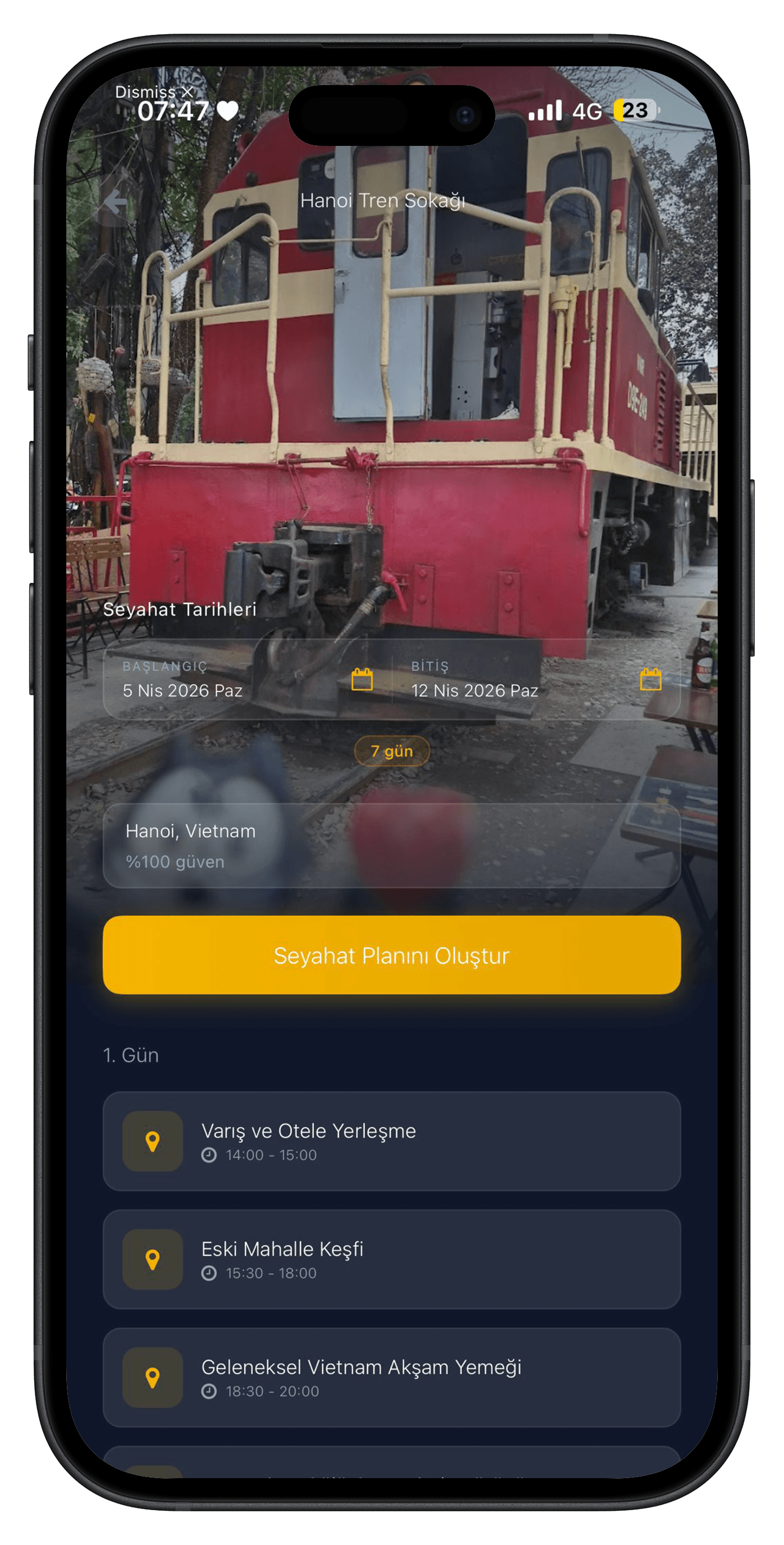 Viareo AI seyahat planı ekranı
